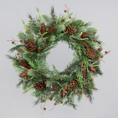 Ghirlanda Abete in PVC Verde con Pigne 60 cm