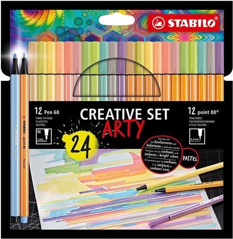 Creative Set Pennarelli Stabilo Point 88 + Pen 68 Pastello ARTY - 24 pezzi