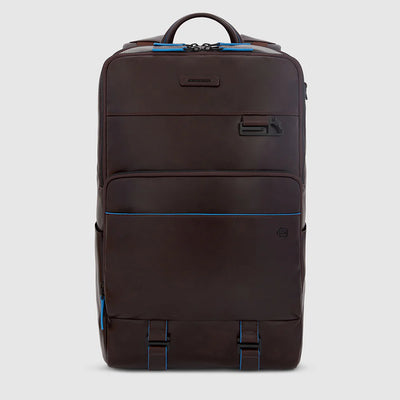 Zaino Fast-Check Piquadro in Pelle Porta PC 15,6'' e Porta iPad® Blue Square Mogano