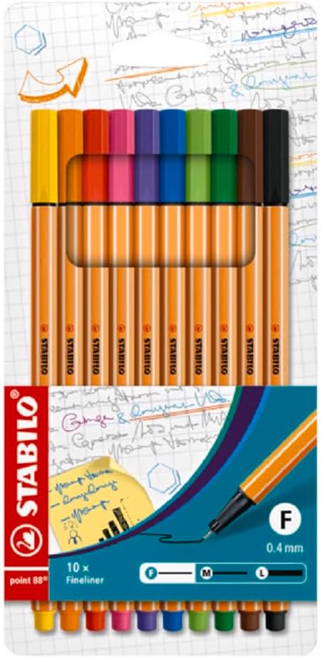STABILO Point 88 Fineliner - Penna A Punta Fine 0.4mm, Astuccio Da 10 - Colore Blu - Foto 3