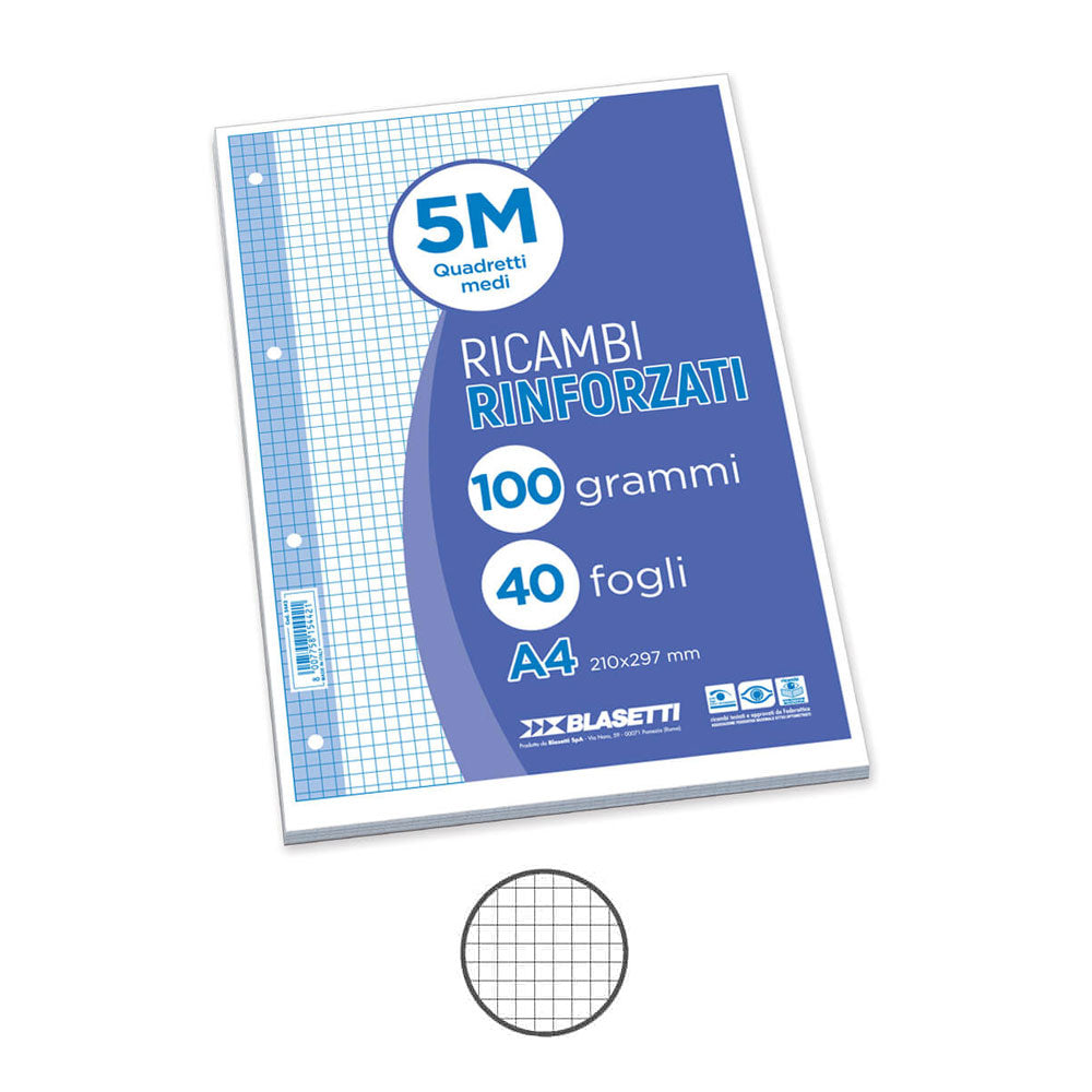 Fogli Doppi Blasetti A4 - Carta 100gr, Forati, Per Schemi E Disegni, Rigatura Quadretti 5mm - Foto 2