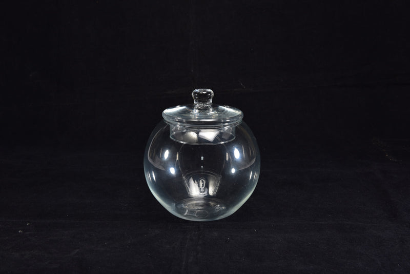 Vaso in Vetro Trasparente Sferico con Coperchio 16 cm