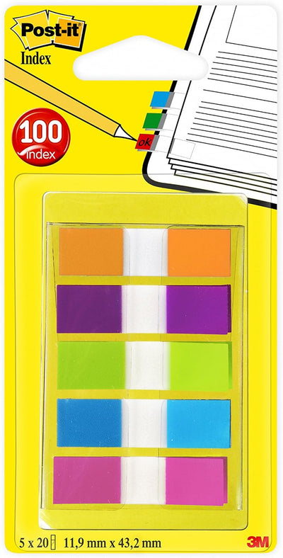 Segnapagina Rimovibili Post-It Index Mini 683 a Colori Vivaci 12 x 43,2 mm - 100 pezzi