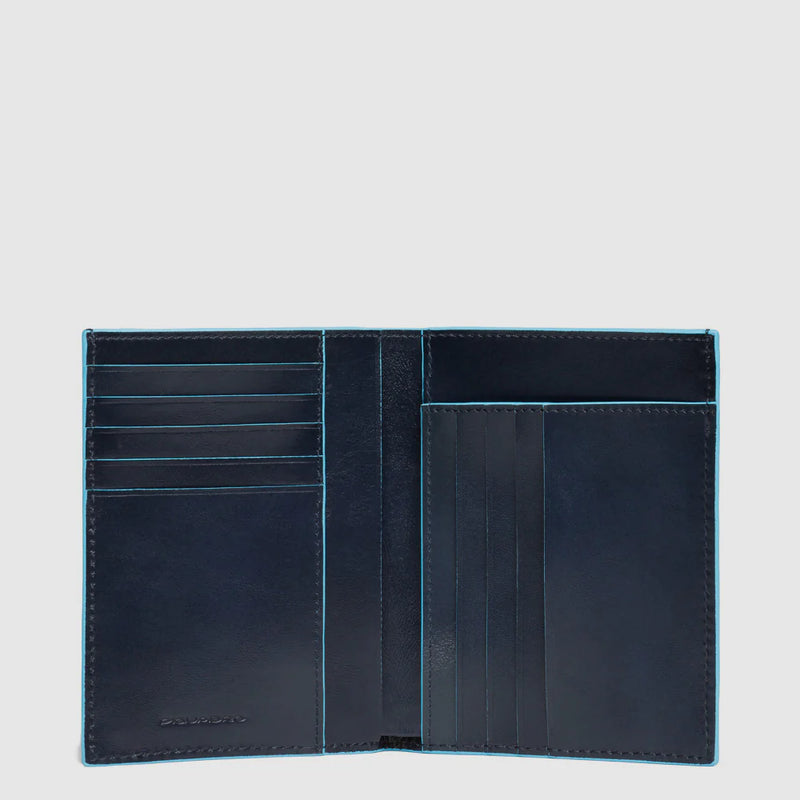 Portafoglio da Uomo Verticale Piquadro con Porta Carte di Credito Black Square Blu Notte