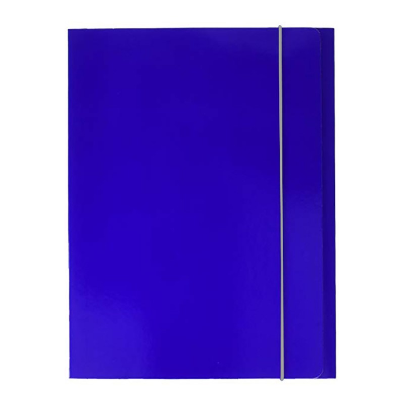 Cartella Prespan 3 Lembi con Elastico Blu 25 x 34 cm