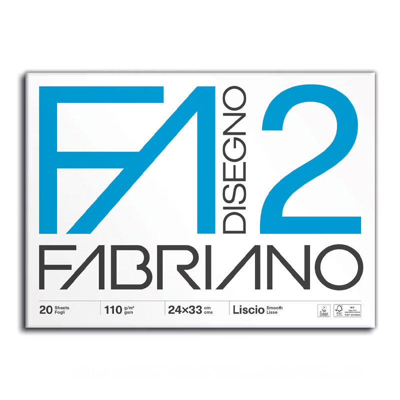 Album Disegno Fabriano F2 Liscio 33 x 48 cm / 110 gr / 20 Fogli