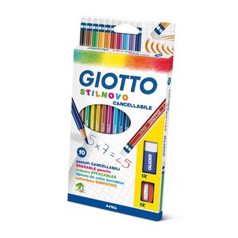 Pastello Giotto Stilnovo Cancellabile 10 Colori Con Gomma E Temperino