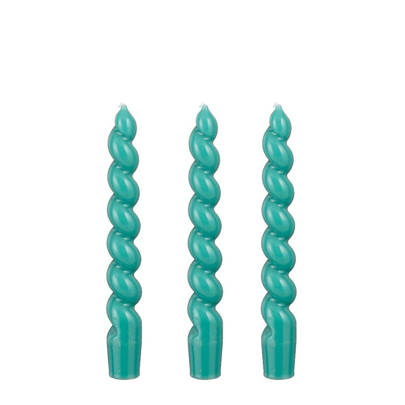 Candele Coniche Twist 2,4 x 18 cm Verde - 3 pezzi