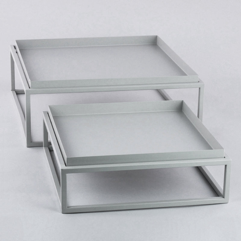 Tavolino Espositore Avorio Metallo Grande 40 x 40 x 13 cm