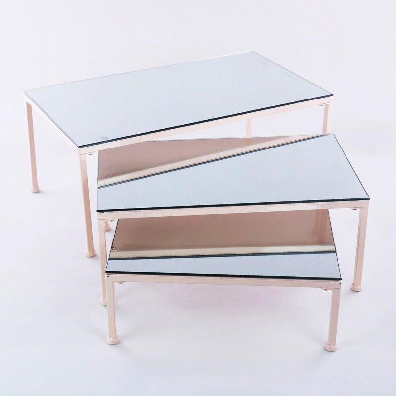 Tavolino Rettangolare Beige con Specchio Metallo 35 x 60 x 25 cm