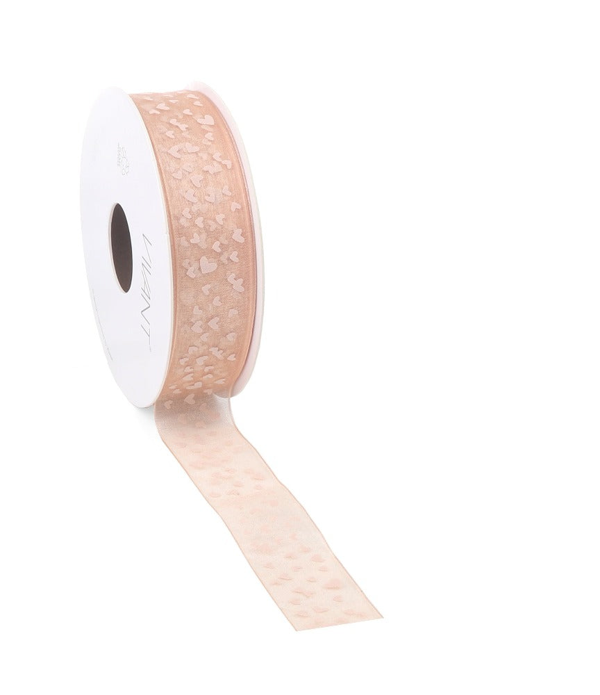 Nastro Organza Lovely Cuori 25 mm x 15 mt Rosa