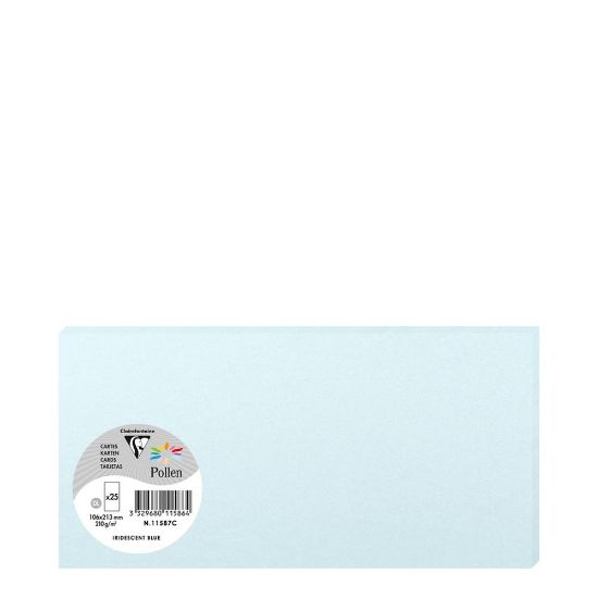 Cartoncini Pollen Clairefontaine Perlato per Biglietti Auguri 210 gr / 10 x 21 cm / Azzurro / 25 pezzi