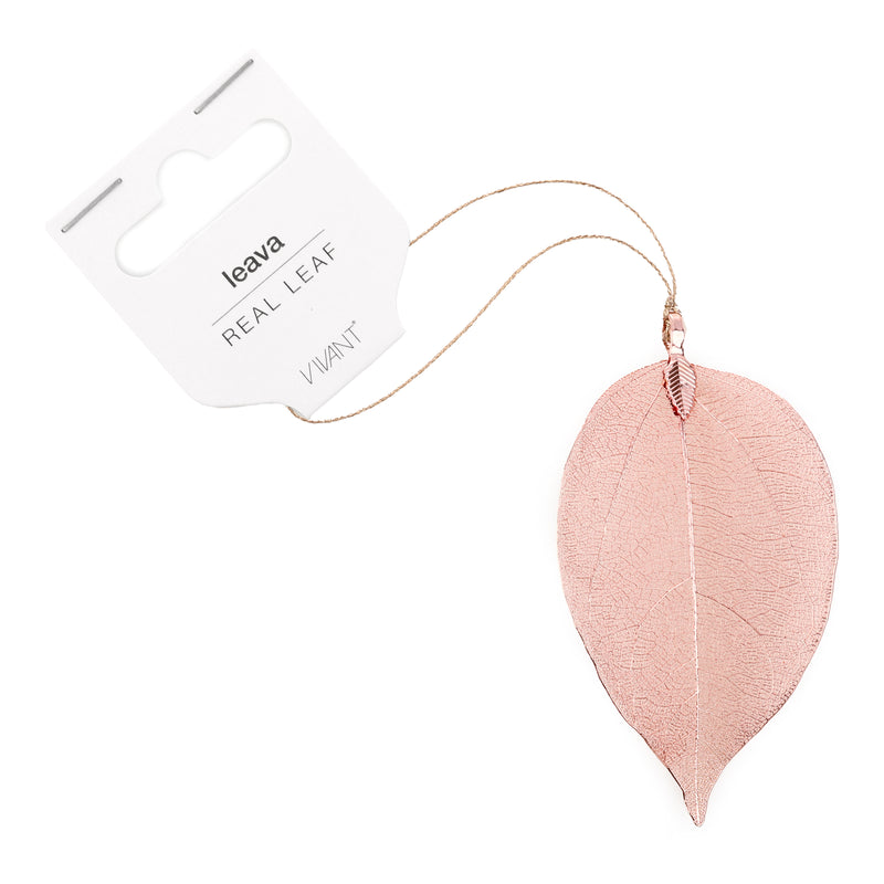 Foglia in Metallo con Gancio Rosa 17 x 6 cm