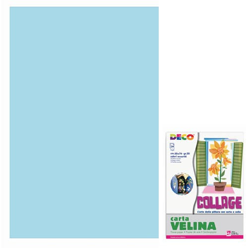 Carta Velina Celeste in Fogli 50 x 76 cm - 24 pezzi