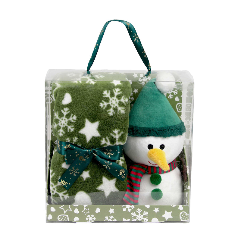 Giftbox XMAS Plaid e Peluche Pupazzo Verde 90 x 75 cm