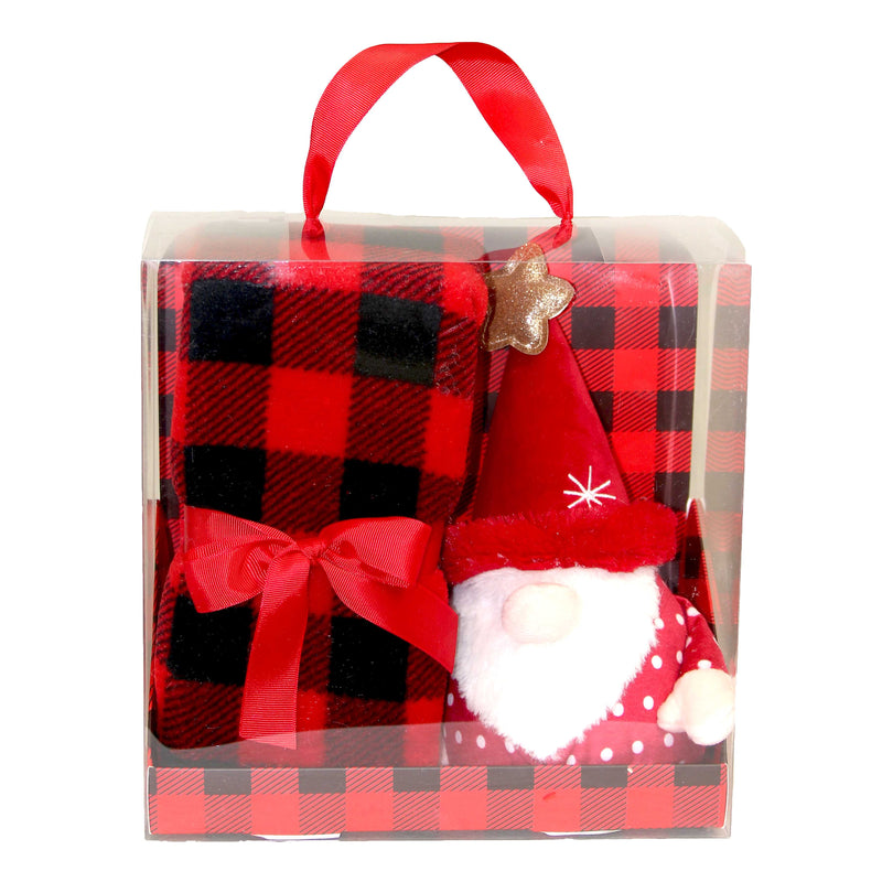 Giftbox Santa Plaid e Peluches Babbo Rosso 90 x 75 cm