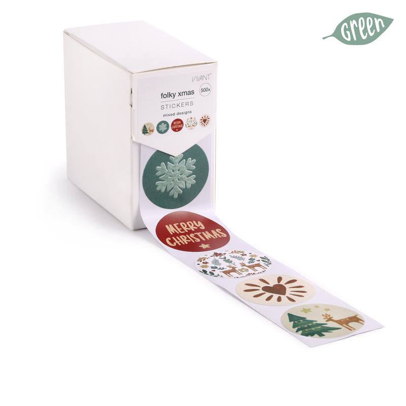 Etichette Folky XMAS Stickers 40 mm - 500 pezzi