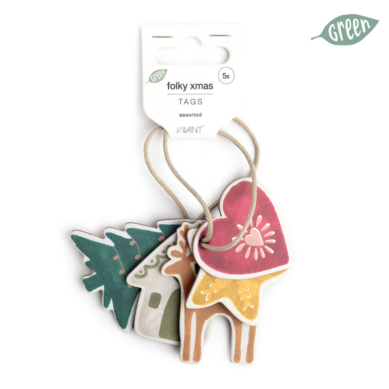 Chiudipacco Folky XMAS 6 x 5,5 cm - 5 pezzi