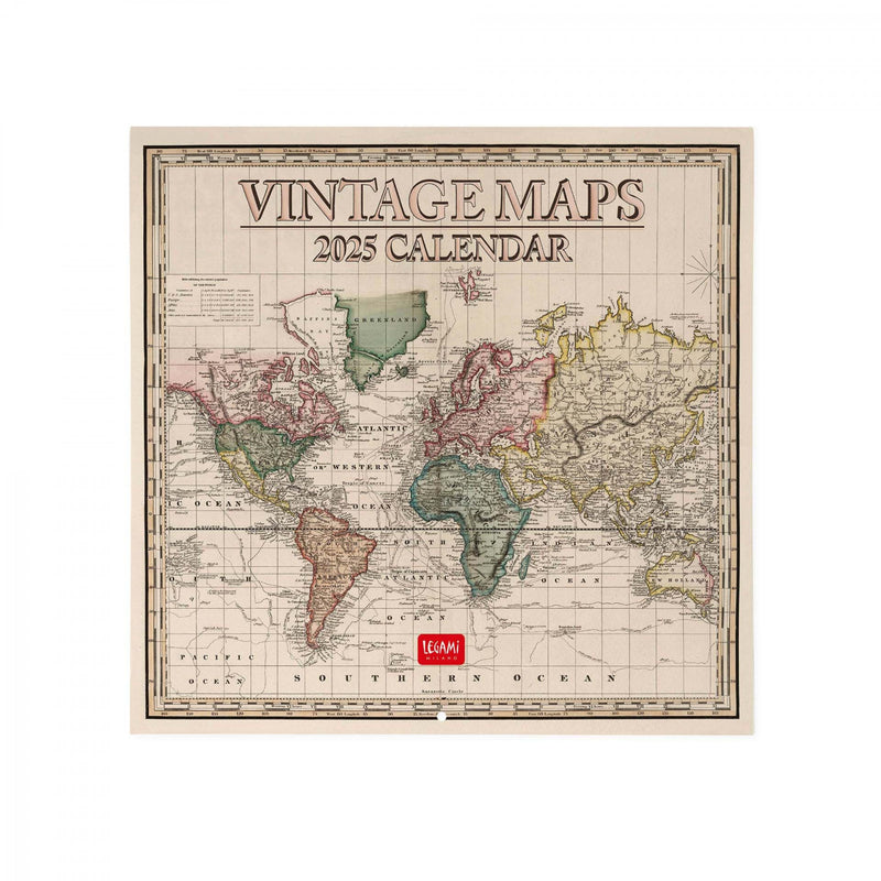 Calendario da Muro 2025 - Vintage Maps - 30 x 29 cm