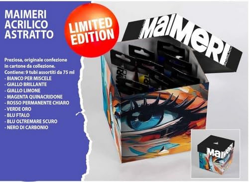 Maimeri Set Colori Acrilici 9 Pezzi da 75ml Regalo Astratto