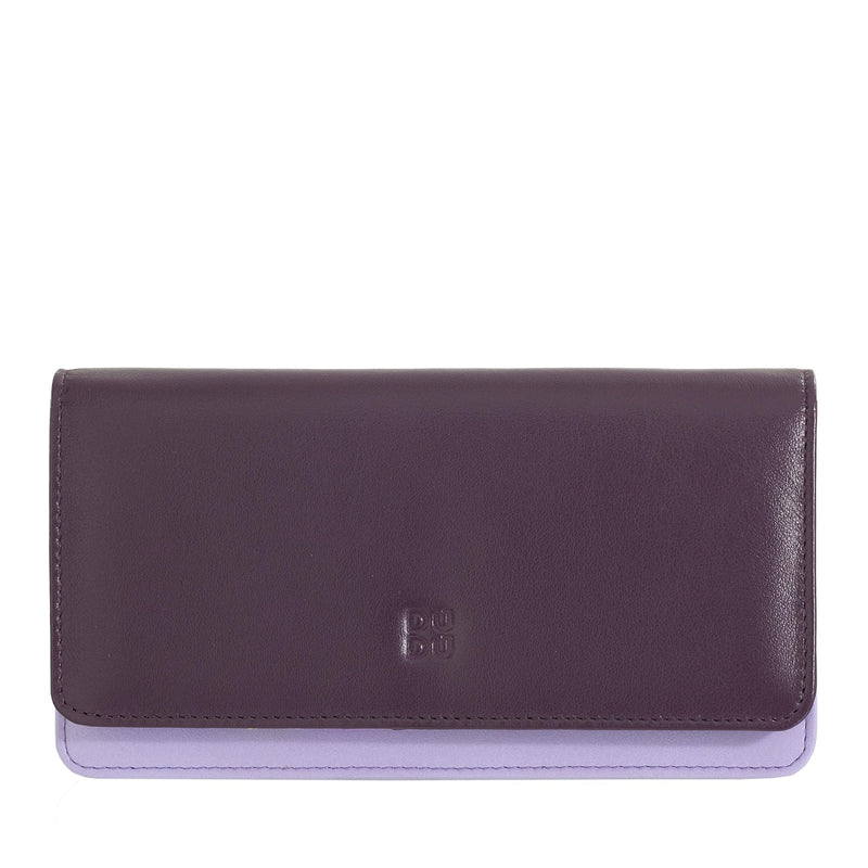 Dudubags Portafoglio Grande in Pelle Morbida Multicolore Deep Purple con RFID