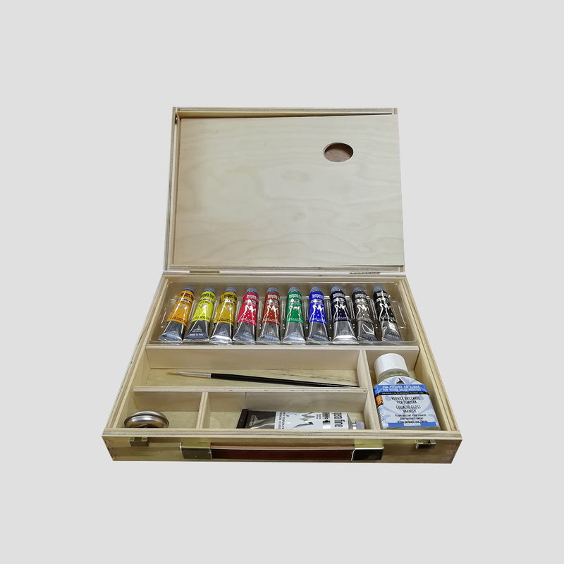 Maimeri Set Tempera Fine 10 Colori con Vernice Pennello e Tavolozza Edizione Limitata