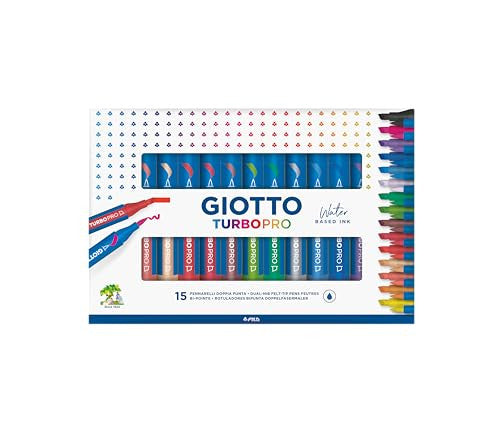 Giotto Pennarelli Doppia Punta 15 pezzi Colori Assortiti Turbo Pro