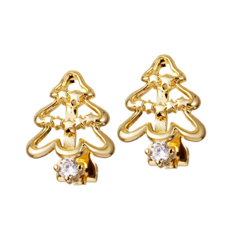 Orecchini Clip Albero di Natale Oro