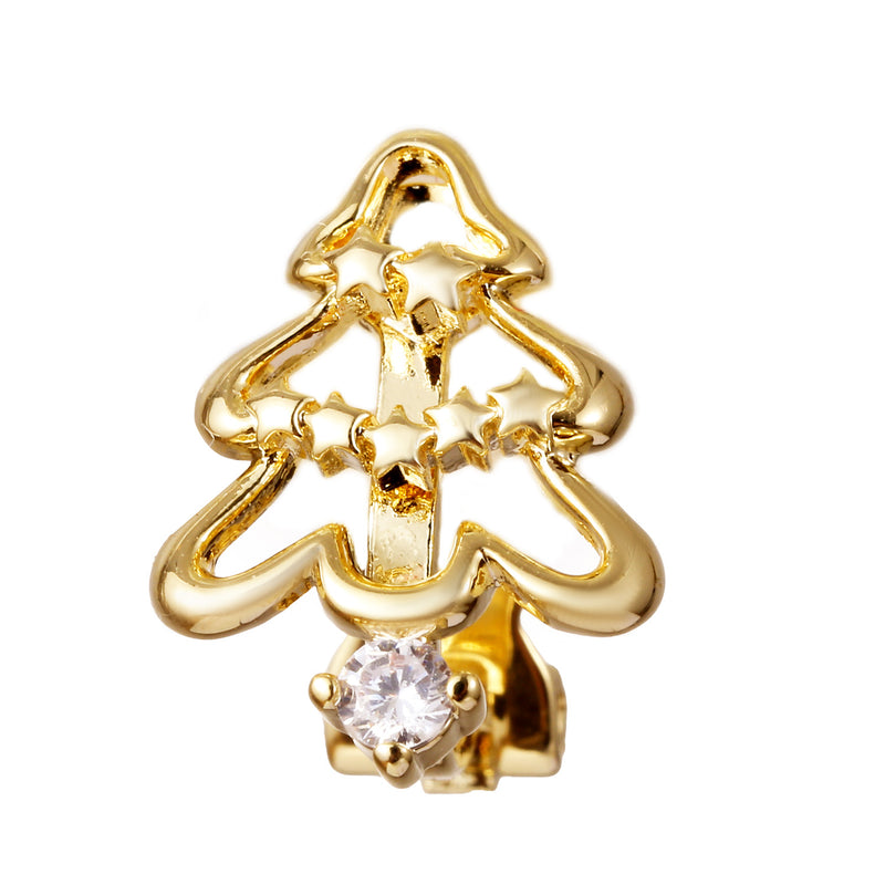 Orecchini Clip Albero di Natale Oro