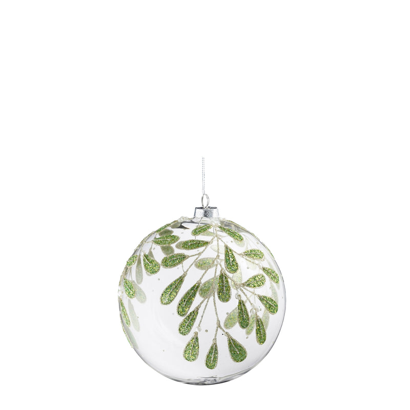 Sfere in Vetro Foglie Trasparente 15 cm