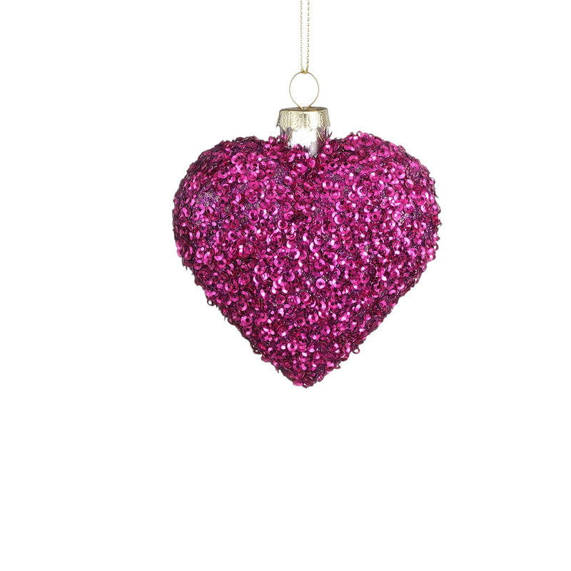 Decoro Cuore con Gancio Fucsia 8 x 8 cm