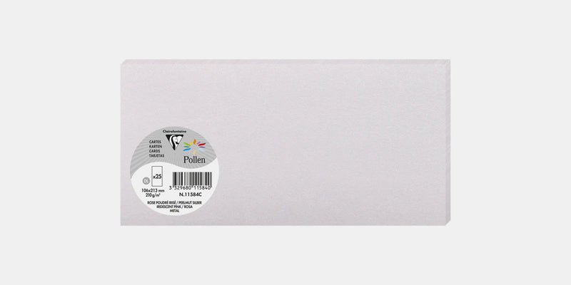 Cartoncini Pollen Clairefontaine Perlato per Biglietti Auguri 210 gr / 10 x 21 cm / Rosa / 25 pezzi