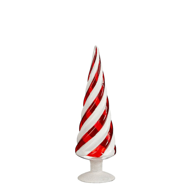 Albero Vetro Candy Rosso e Bianco 8 x 26 cm