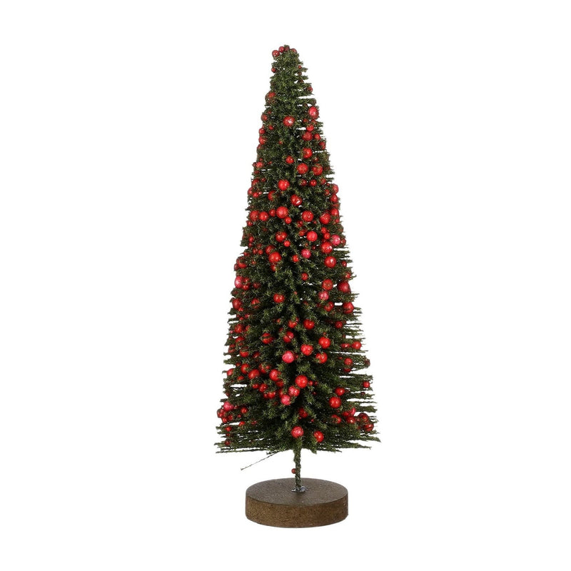 Albero Decorativo Verde con Palline Rosse 28 x 10 cm