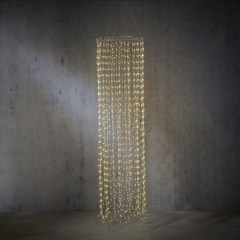 Cascata Tonda di Luci 1440 LED Bianco Classico con Timer 200 x 50 cm