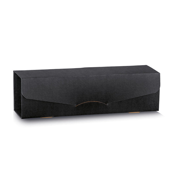 Scatola Gift Maxi Porta Bottiglia Champagne Seta Nero 340 x 100 x 100 mm
