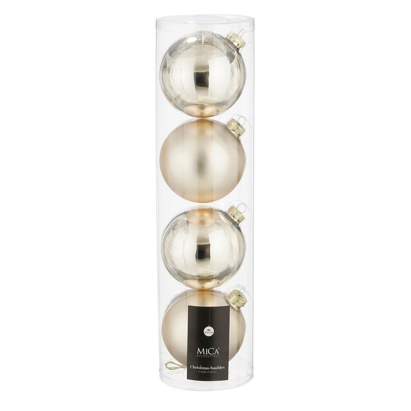 Sfera in Vetro Mix Crema 10 cm - 4 pezzi