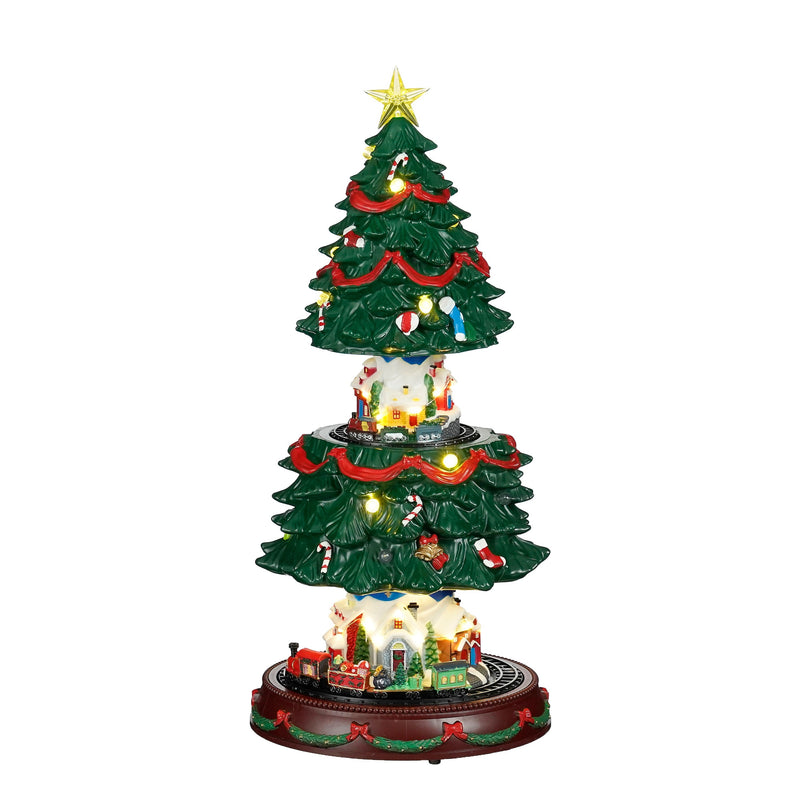 Villaggio di Natale con Albero, Treno e Luci Multicolor 23,5 x 45,5 cm