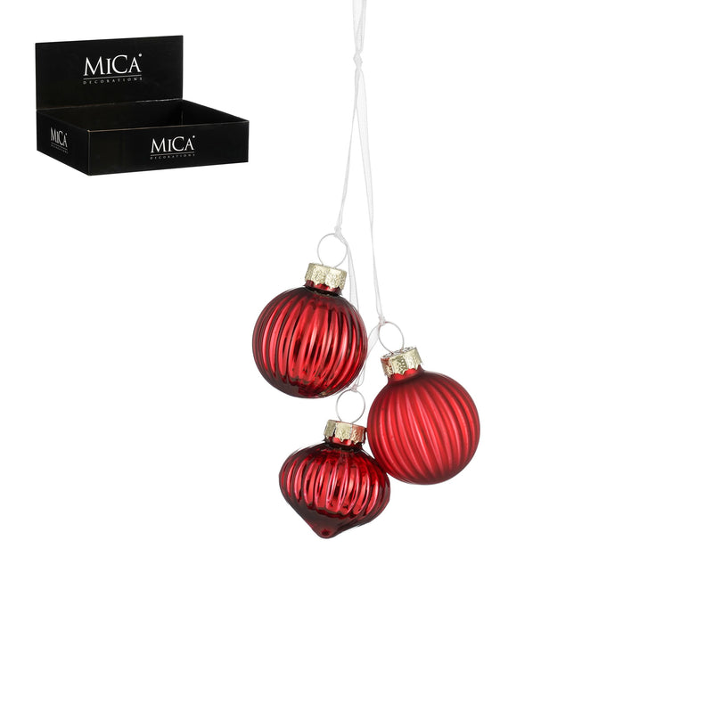 Sfera in Vetro Tris Rosso 3,5 cm