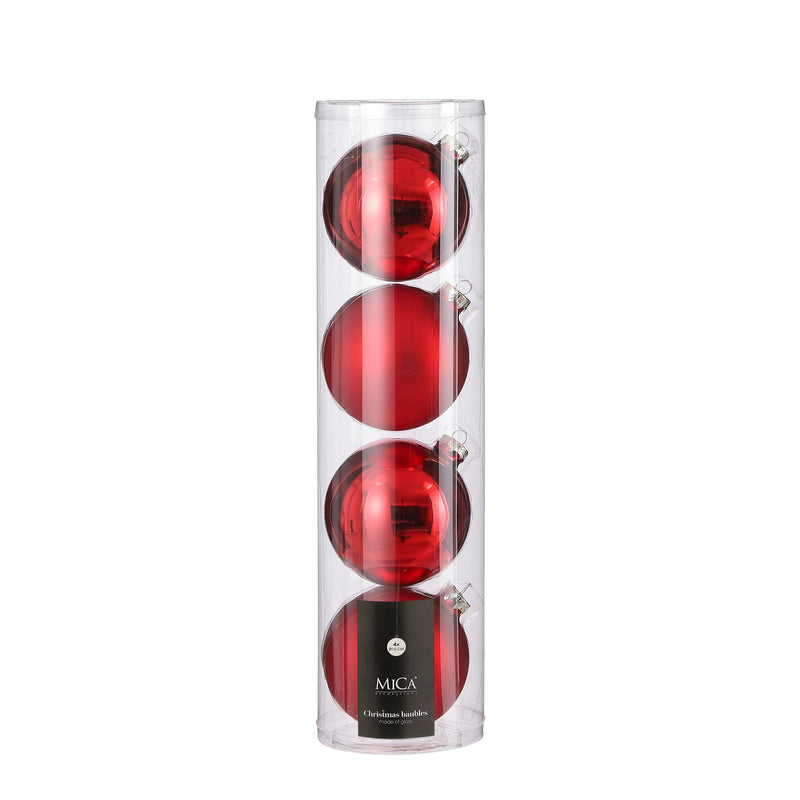 Sfera in Vetro Mix Rosso 10 cm - 4 pezzi