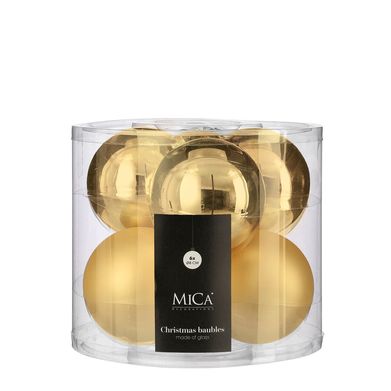 Sfera in Vetro Mix Oro 8 cm - 6 pezzi
