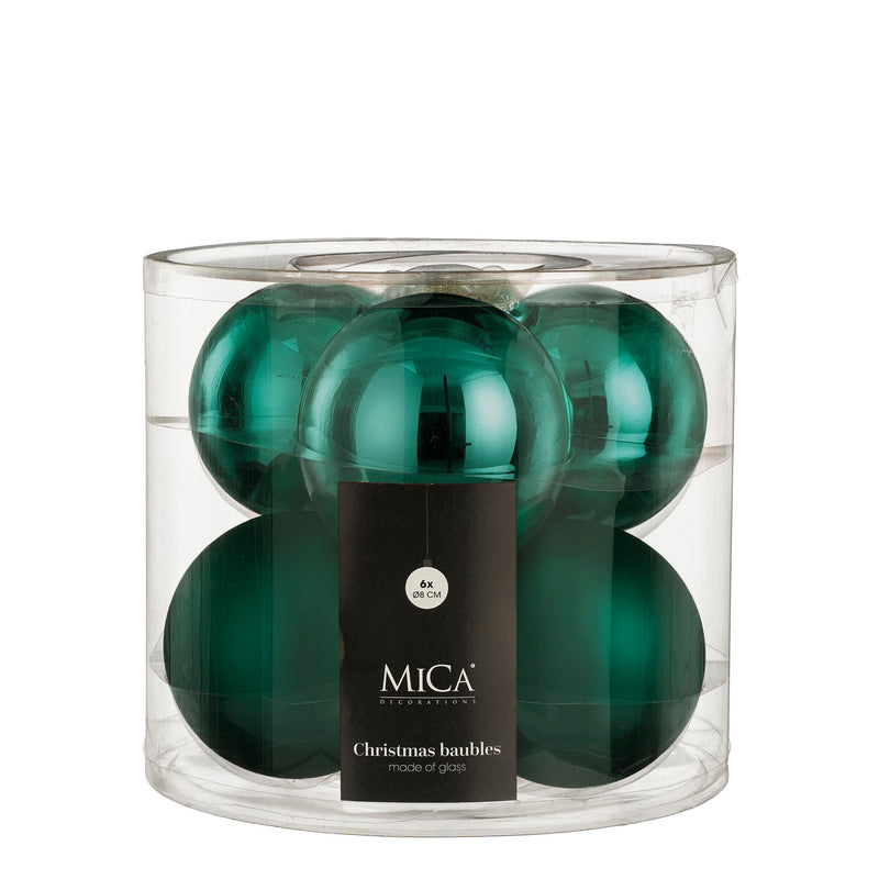 Sfera in Vetro Mix Petrolio 8 cm - 6 pezzi