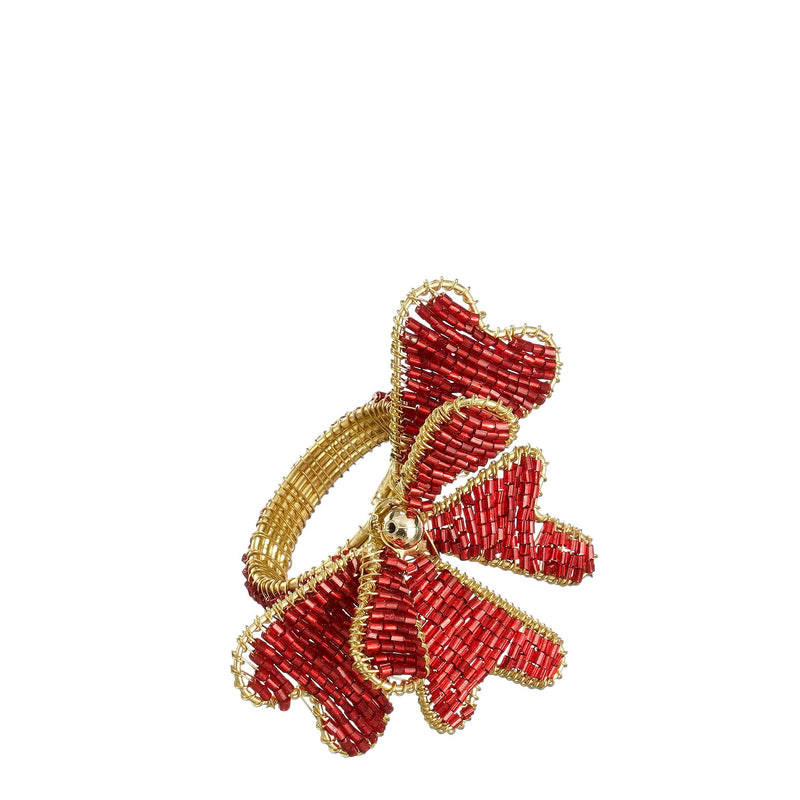 Porta Tovagliolo Fiocco con Perline Rosso 8 x 7 x 6 cm