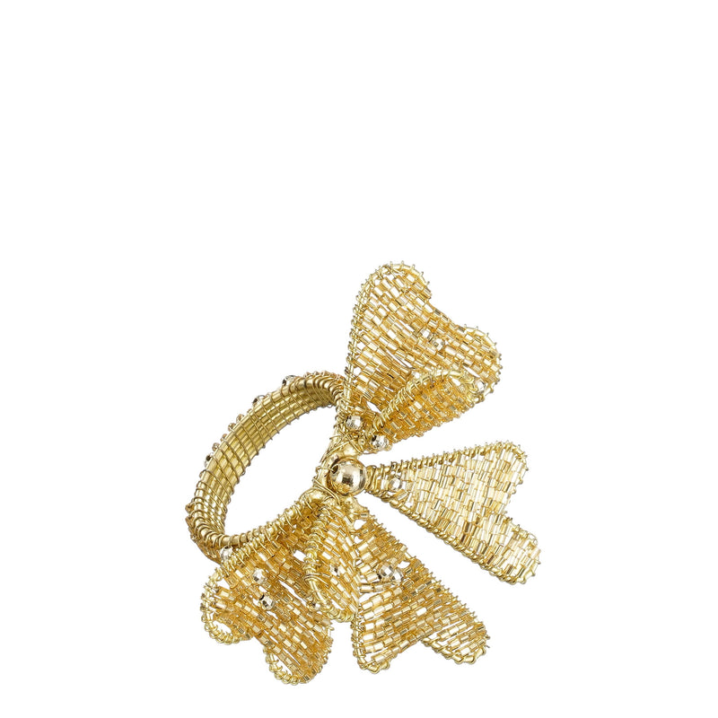 Porta Tovagliolo Fiocco con Perline Oro 8 x 7 x 6 cm