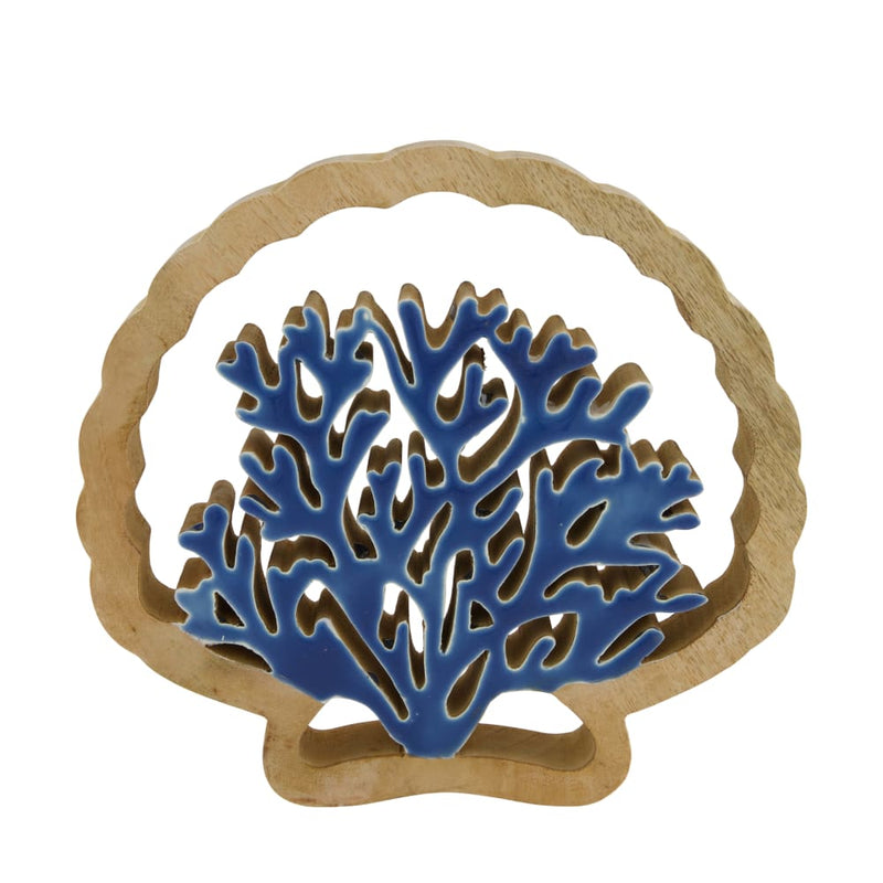 Corallo in Legno Naturale e Blu 28 x 3,5 x 26 cm
