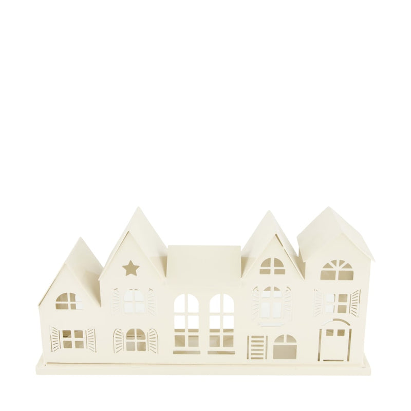 Porta Candela Tealight Casette in Metallo Crema 38 x 8 x 17,5 cm