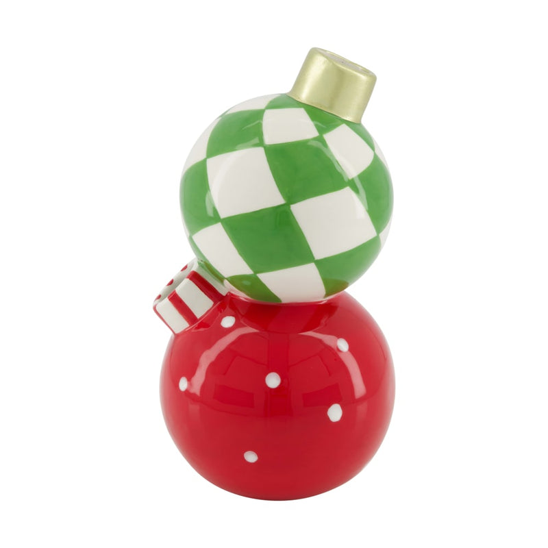 Vaso Pallina in Ceramica Rosso e Verde 10,4 x 19 cm