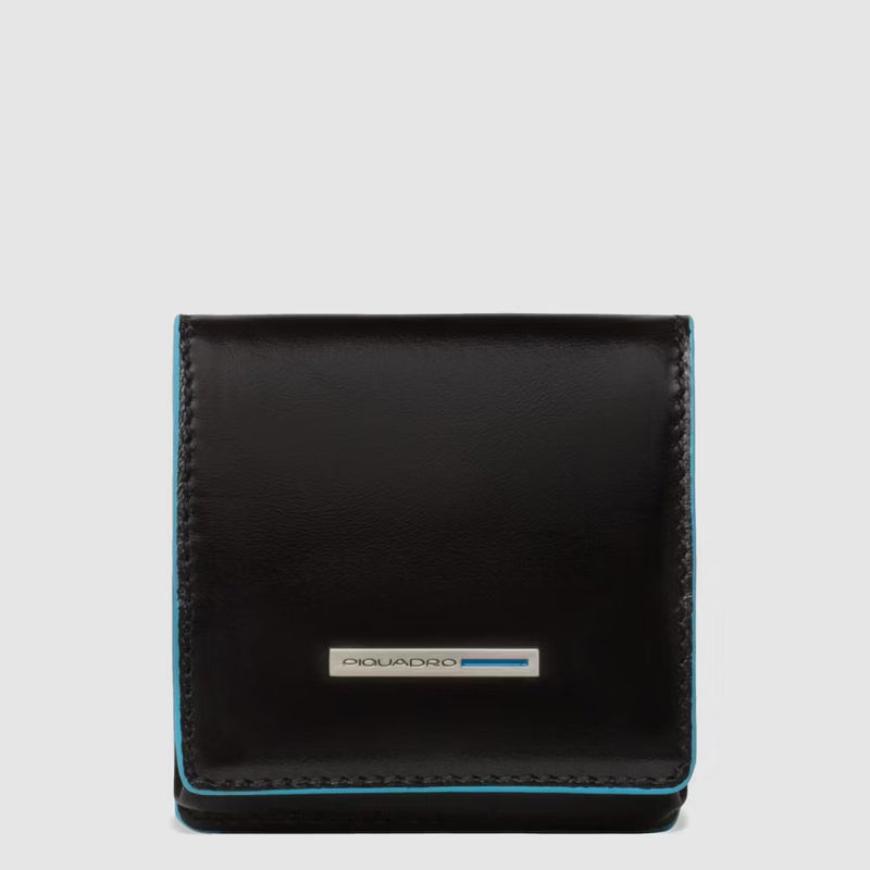 Portamonete a Tacco Piquadro in Pelle Blue Square Nero