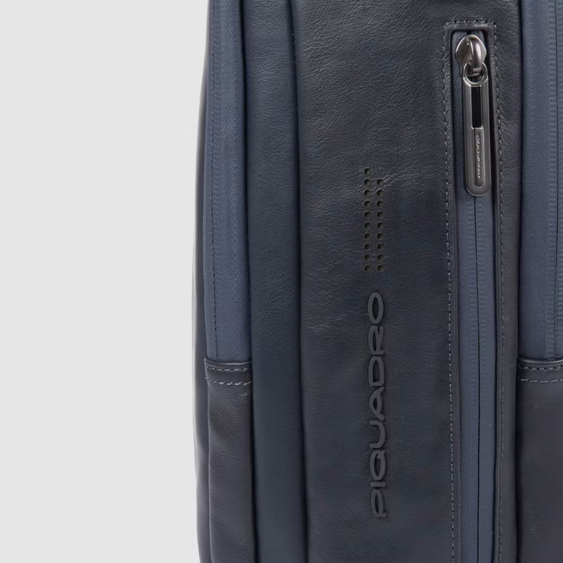 Zaino Piquadro in Pelle Porta PC con Porta Ipad con Cavo Antifurto Urban Grigio e Blu