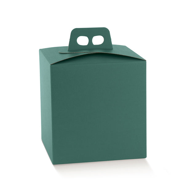Scatola Quadrella Porta Panettone Liscio Fibra Verde 210 x 210 x 220 mm